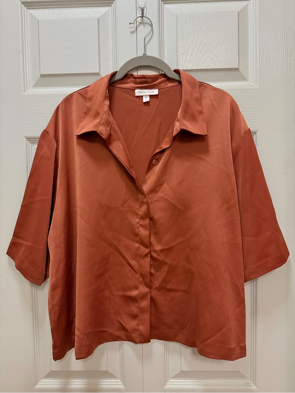 Prologue Women's Brick Orange Short-Sleeve Button-Front Shirt